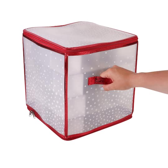 Simplify Clear & Red Ornament Organizer